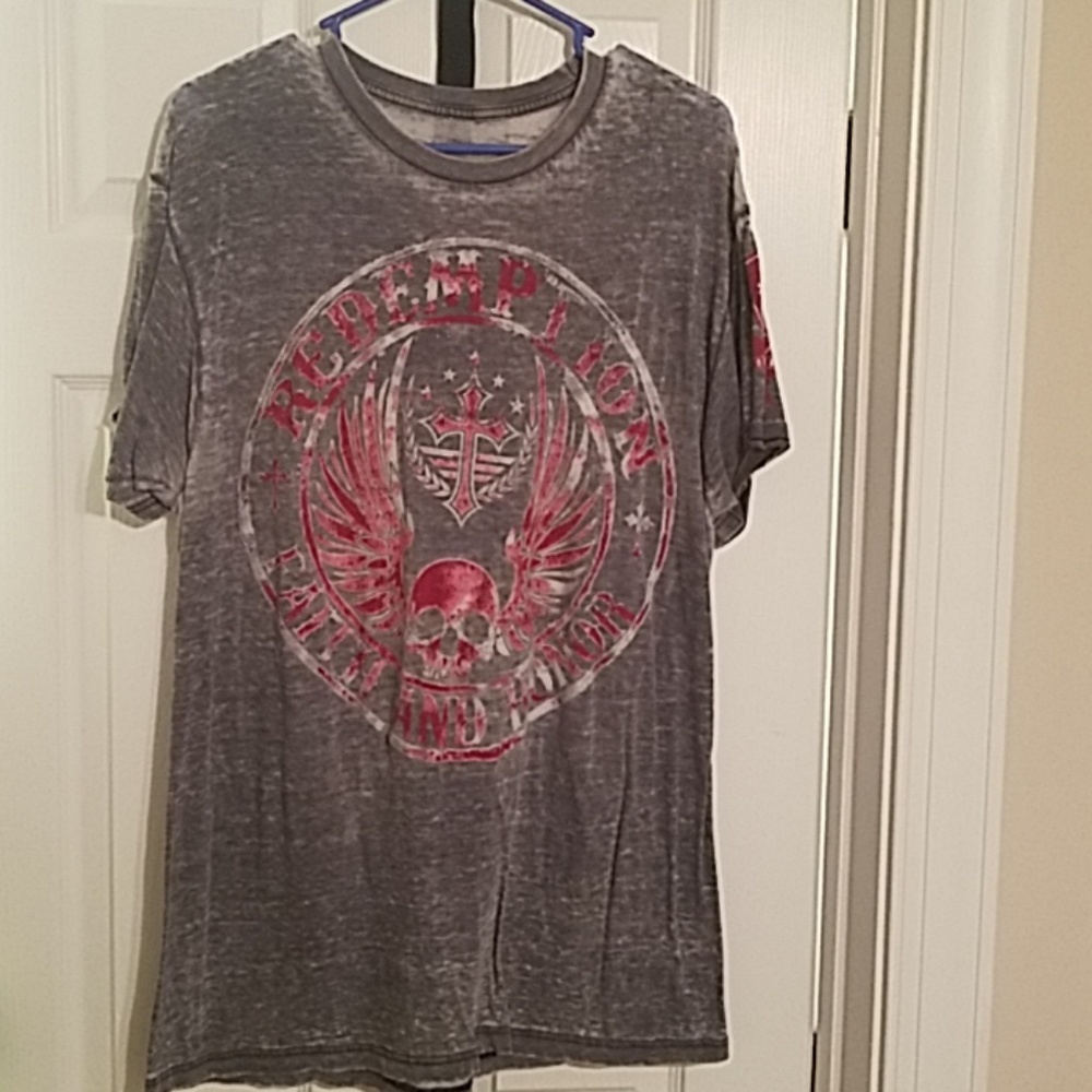 Men's Gray & Red Redemption shirt